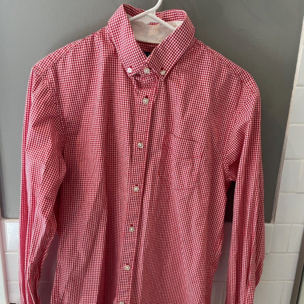 Celio Men's Casual Gingham Red Button-down